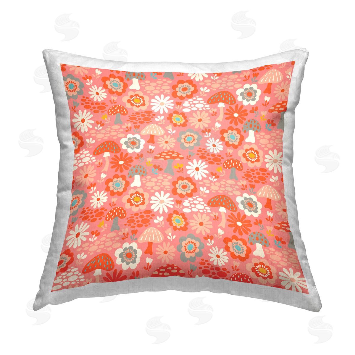 Carrie Cantwell Fun Cottage Florals Pattern Printed Plush Polyester Throw Pillow