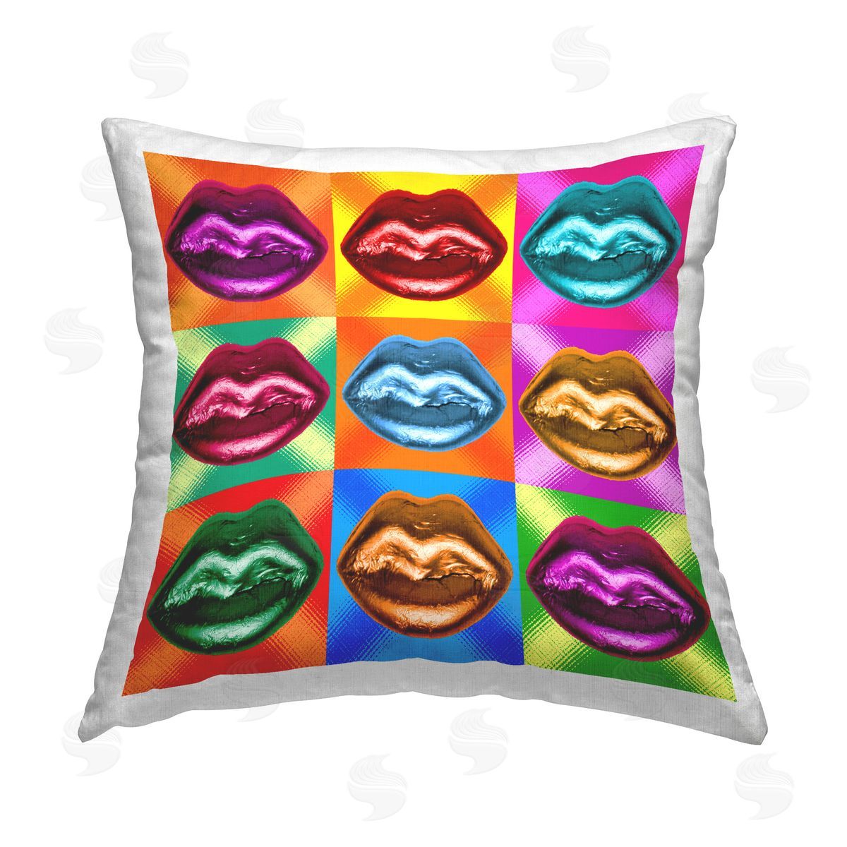 Ziwei Li Alternating Glam Lips Printed Plush Polyester Throw Pillow