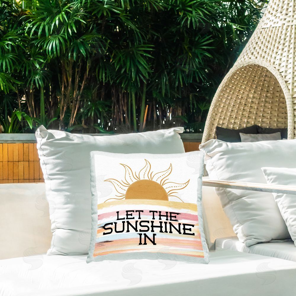 Kim Allen Summer Sunshine Phrase Outdoor Quick-Dry Polyester Printed Throw Pillow in Back Yard