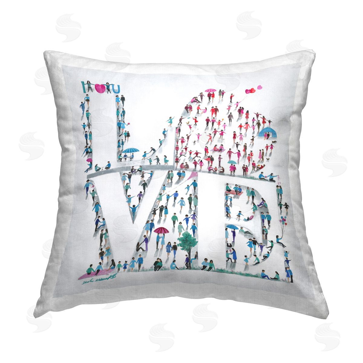 Hulis Mavruk Love Typography People Printed Plush Polyester Throw Pillow