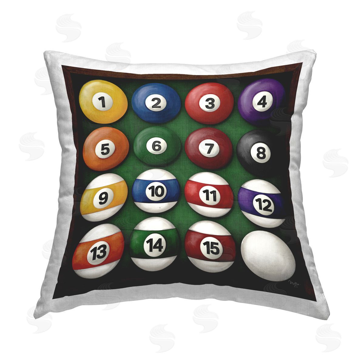 Mollie B. Billiard Balls Arrangement Printed Plush Polyester Throw Pillow