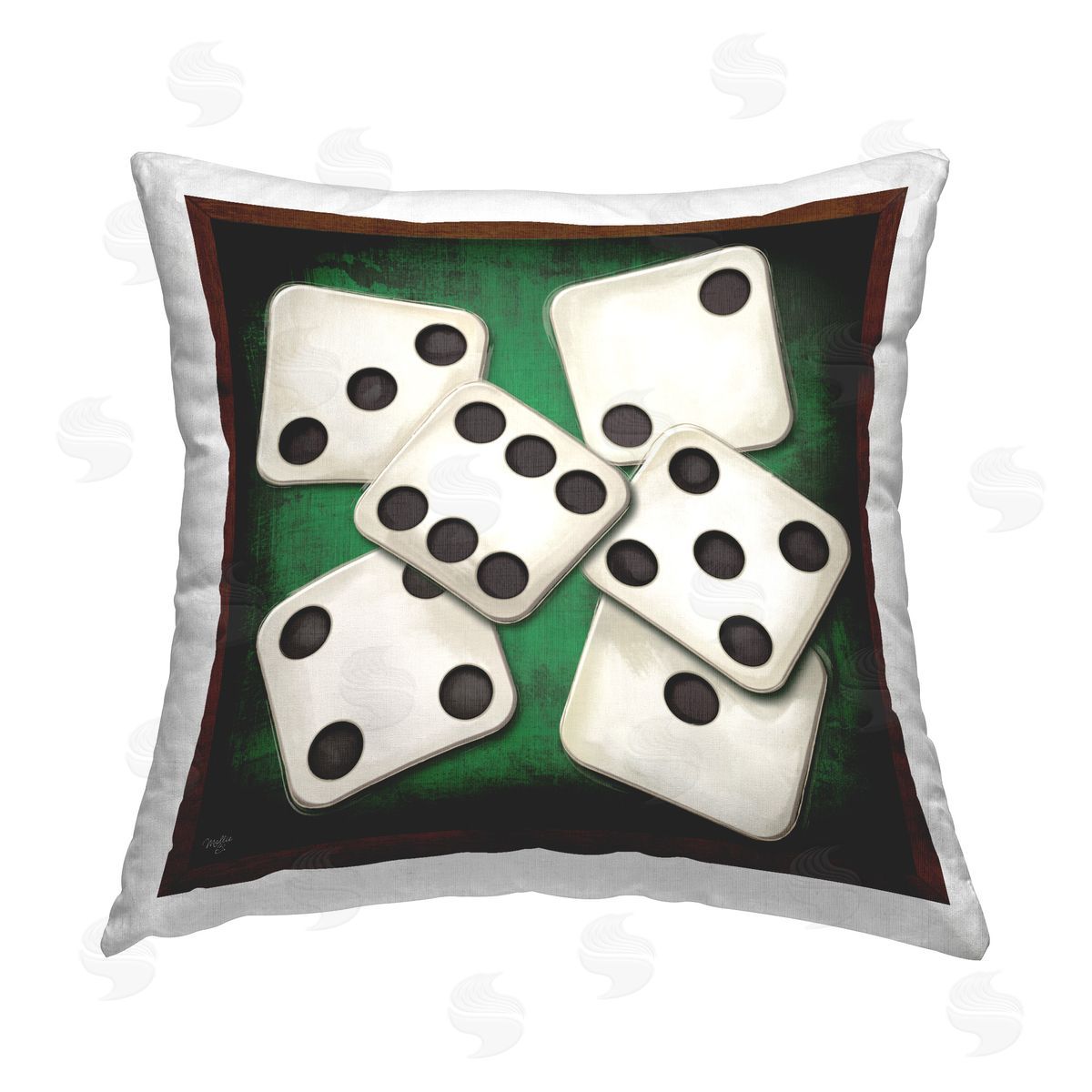Mollie B. Varied Dice Numbers Printed Plush Polyester Throw Pillow