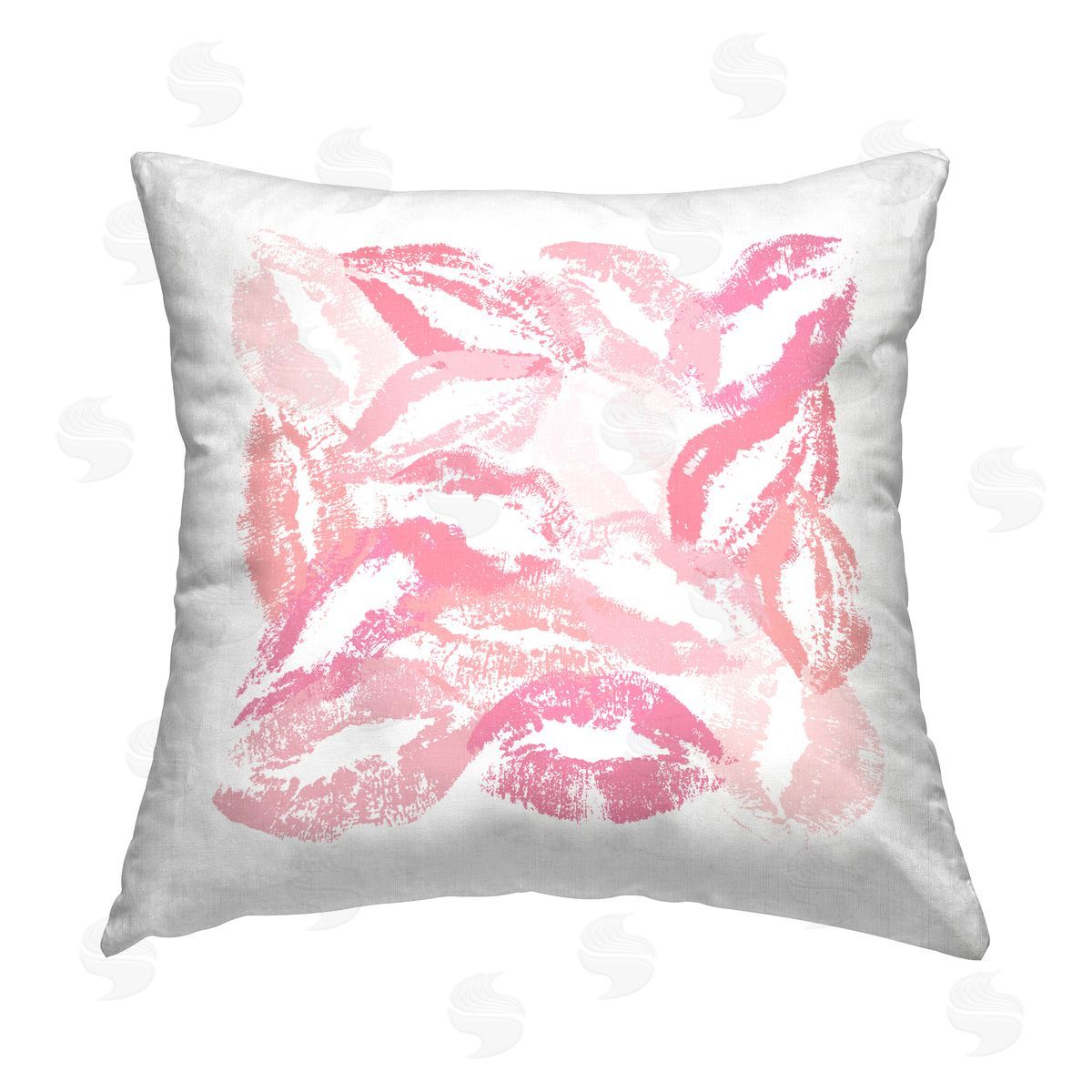Martina Pavlova Pink Lipstick Kisses Printed Plush Polyester Throw Pillow