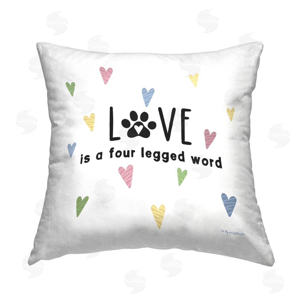 Annie LaPoint Love is Four Legged Printed Plush Polyester Throw Pillow