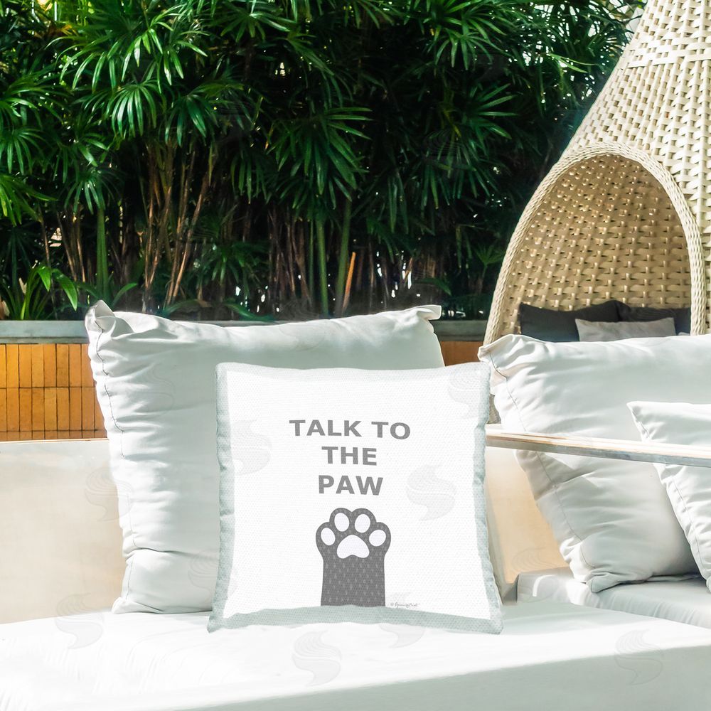 Annie LaPoint Talk To The Paw Outdoor Quick-Dry Polyester Printed Throw Pillow in Back Yard