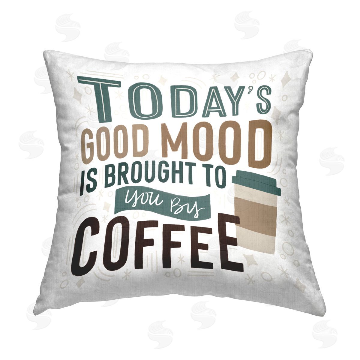 Lady Louise Designs Coffee Brings Good Mood Printed Plush Polyester Throw Pillow