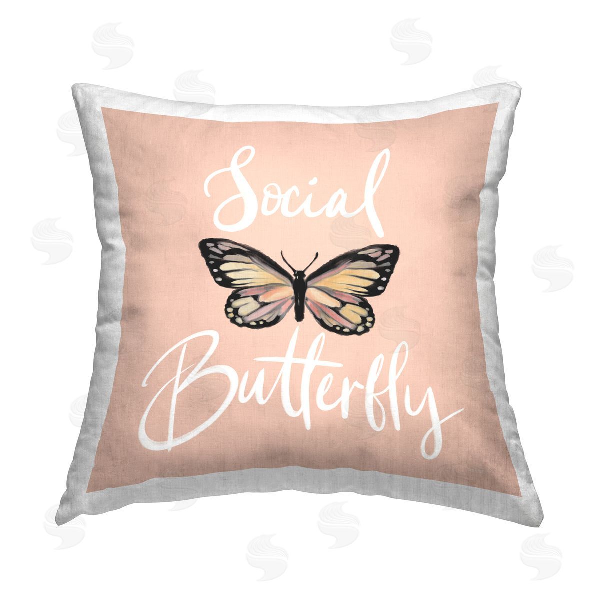 House Fenway Social Butterfly Phrase Printed Plush Polyester Throw Pillow