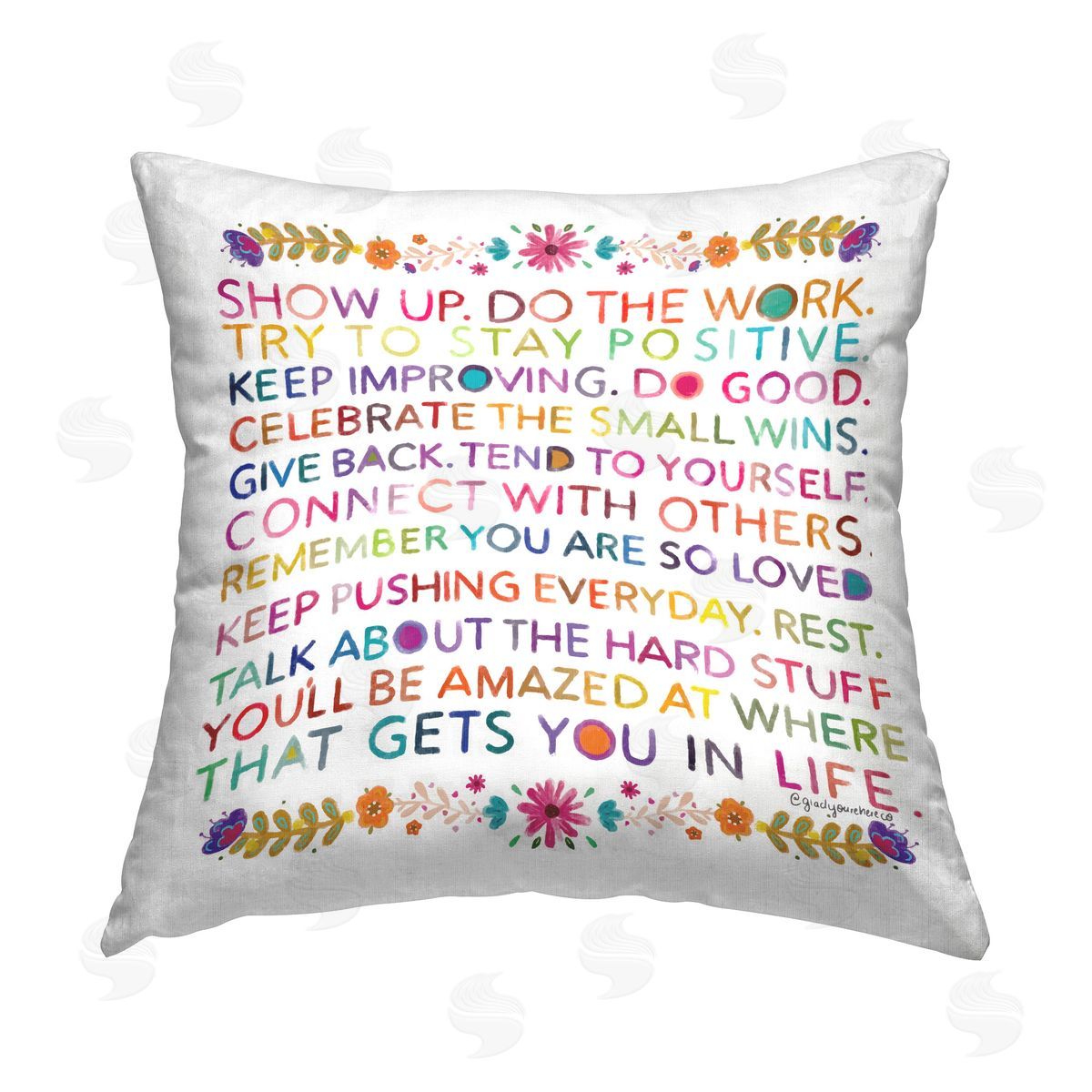 Glad You're Here Co. Strong Motivation Phrases Printed Plush Polyester Throw Pillow