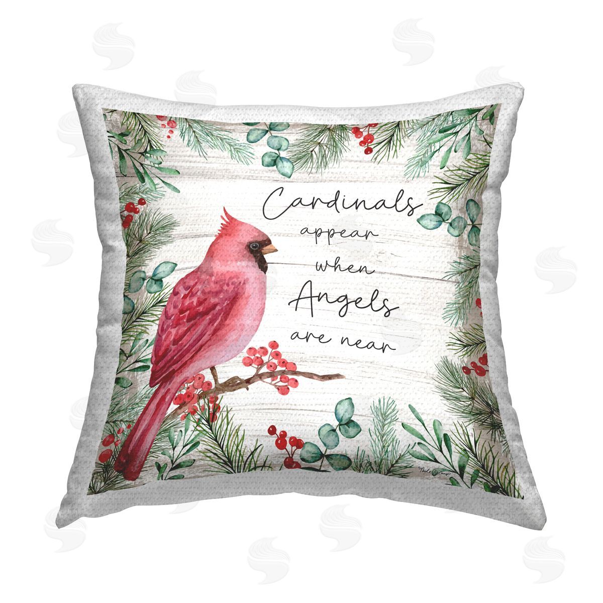 Nicole DeCamp Cardinals & Angels Phrase Outdoor Quick-Dry Polyester Printed Throw Pillow