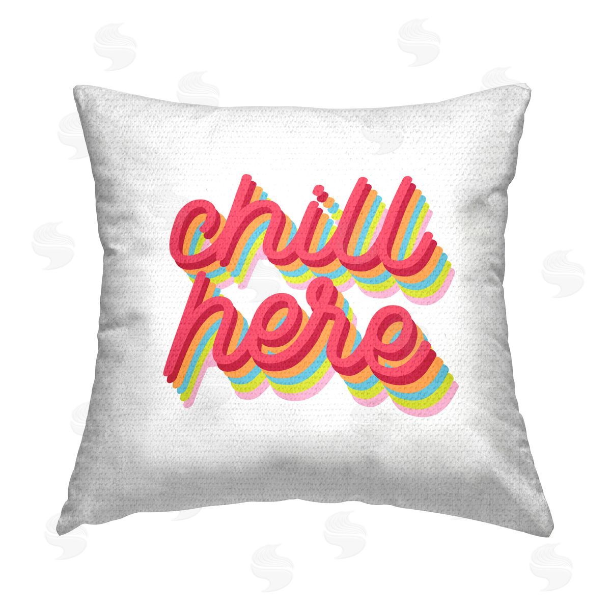 Stupell Studio Chill Here Striped Cursive Outdoor Quick-Dry Polyester Printed Throw Pillow