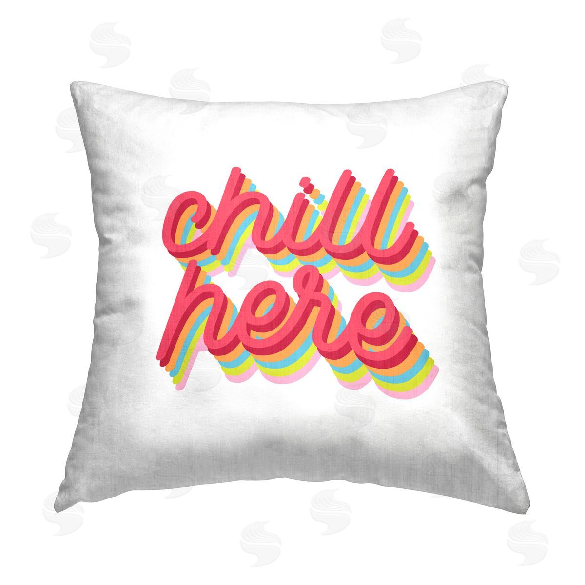 Stupell Studio Chill Here Striped Cursive Printed Plush Polyester Throw Pillow