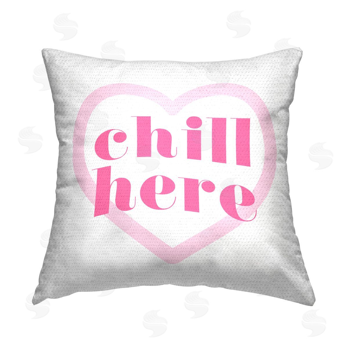 Stupell Studio Chill Here Pink Heart Outdoor Quick-Dry Polyester Printed Throw Pillow