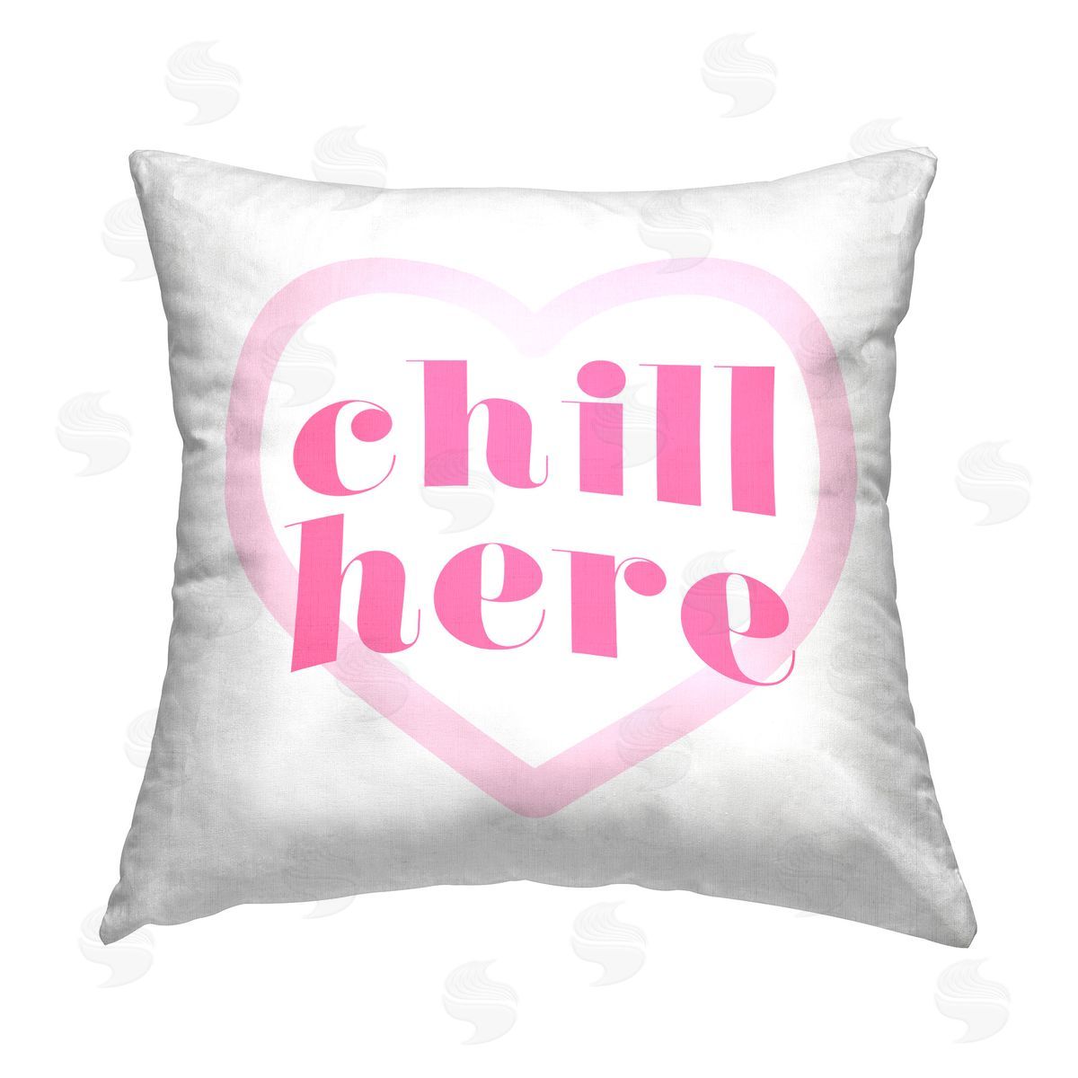 Stupell Studio Chill Here Pink Heart Printed Plush Polyester Throw Pillow