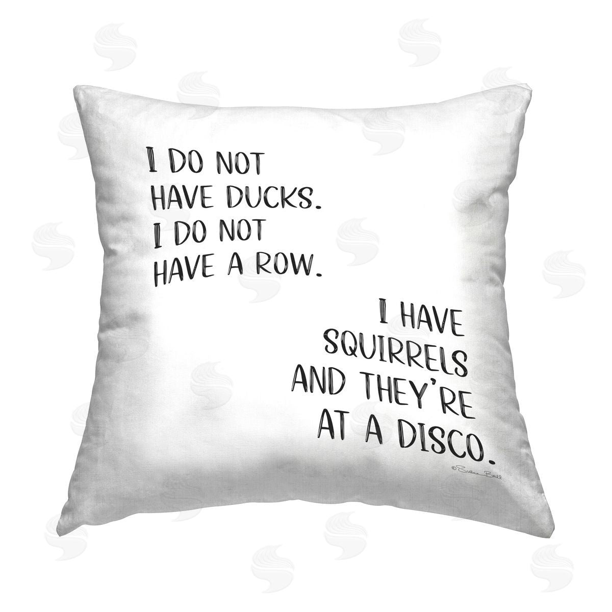 Susan Ball Funny Ducks & Squirrels Printed Plush Polyester Throw Pillow