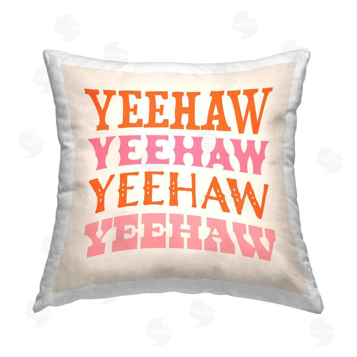 Victoria Barnes Pink & Orange Yeehaw Printed Plush Polyester Throw Pillow