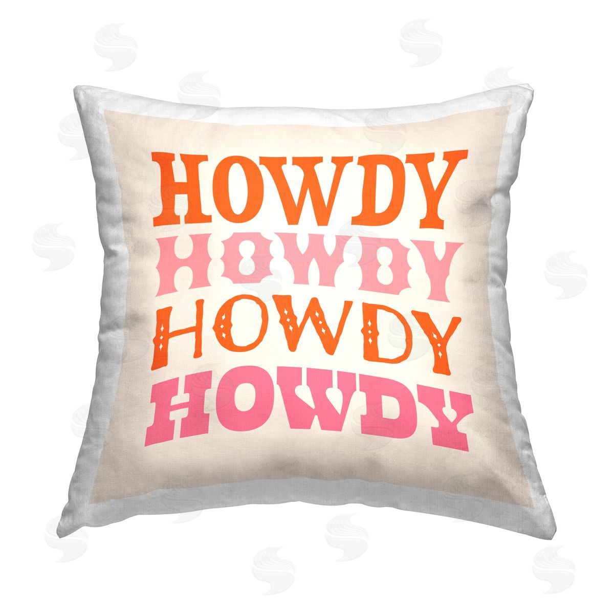 Victoria Barnes Pink & Orange Howdy Printed Plush Polyester Throw Pillow