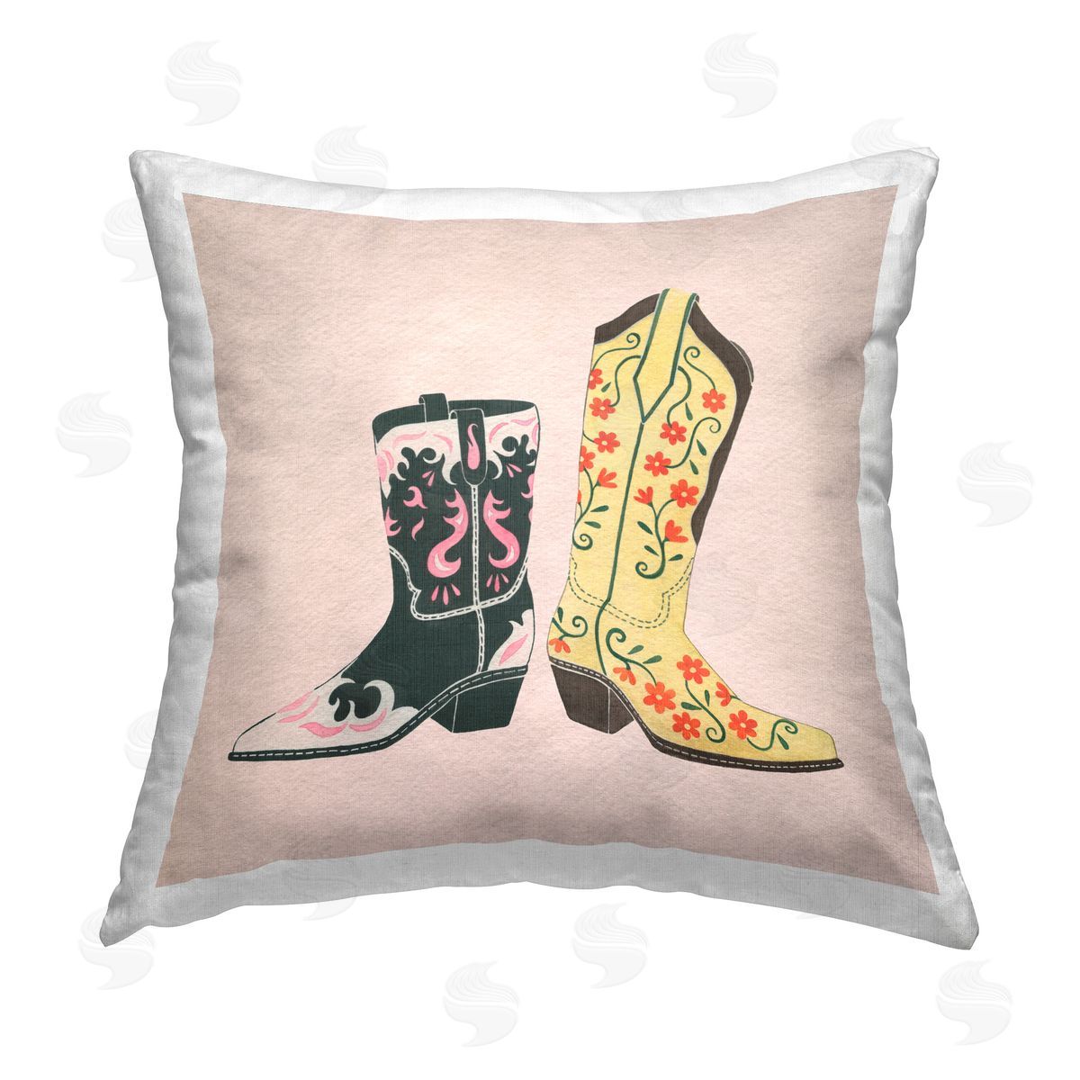 Grace Popp Floral Cowgirl Fashion Printed Plush Polyester Throw Pillow