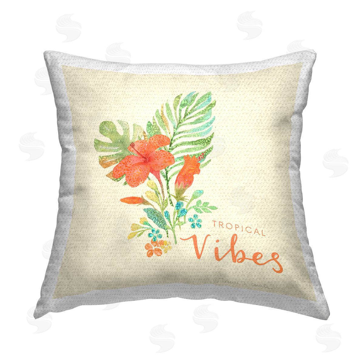 Rebecca Canale Tropical Vibes Botanicals Outdoor Quick-Dry Polyester Printed Throw Pillow
