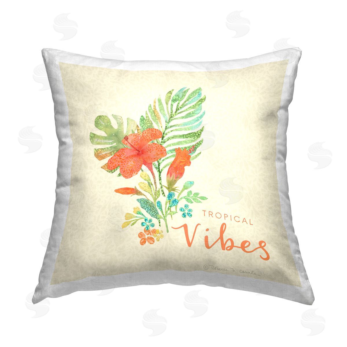 Rebecca Canale Tropical Vibes Botanicals Printed Plush Polyester Throw Pillow