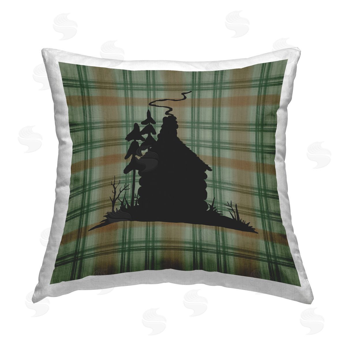 Jacki Frerichs Green Plaid Cabin Printed Plush Polyester Throw Pillow
