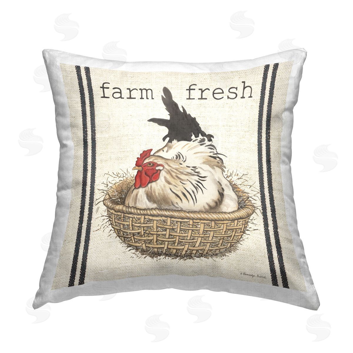 Gwendolyn Babbit Farm Fresh Country Hen Printed Plush Polyester Throw Pillow