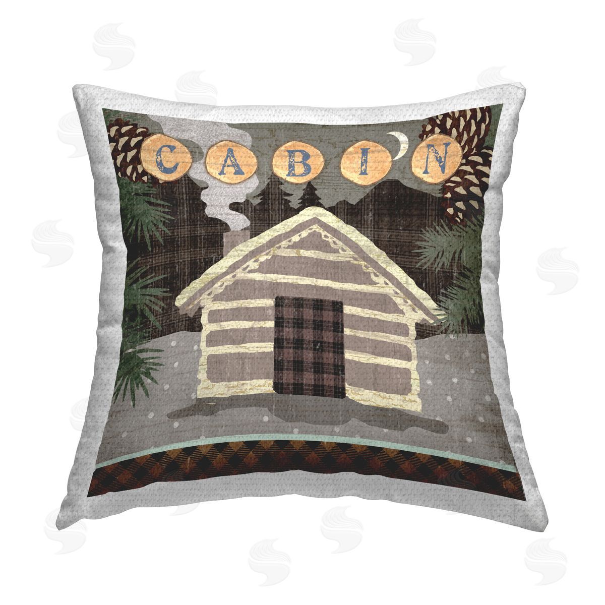 Andrea Tachiera Rustic Plaid Lodge Outdoor Quick-Dry Polyester Printed Throw Pillow