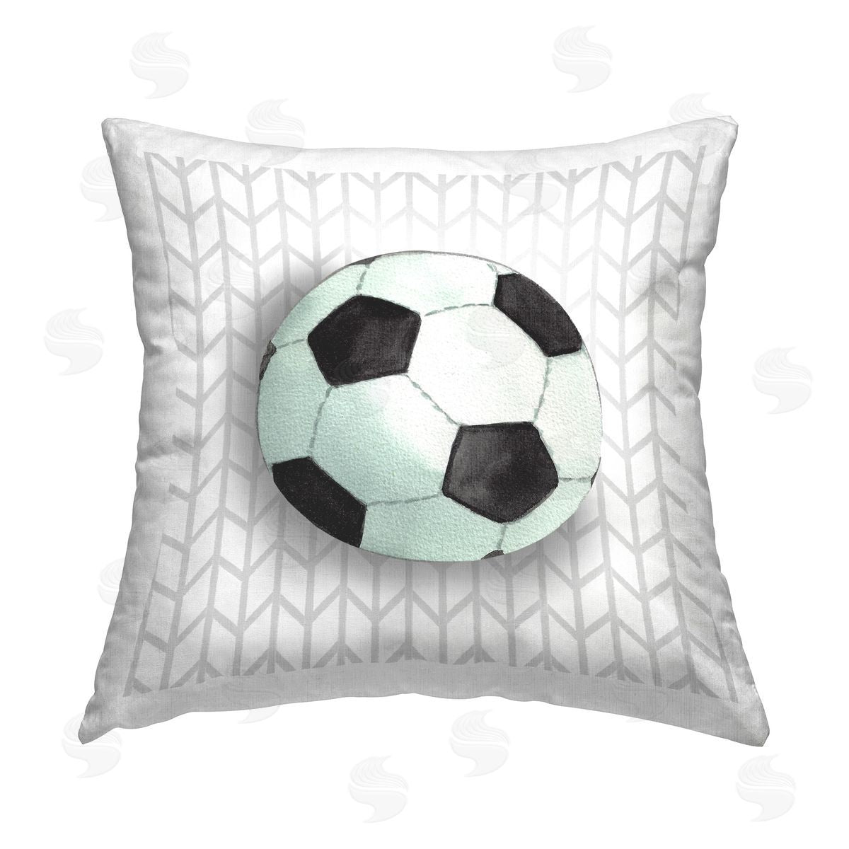 Sharon Kuplack Soccer Ball on Chevron Printed Plush Polyester Throw Pillow