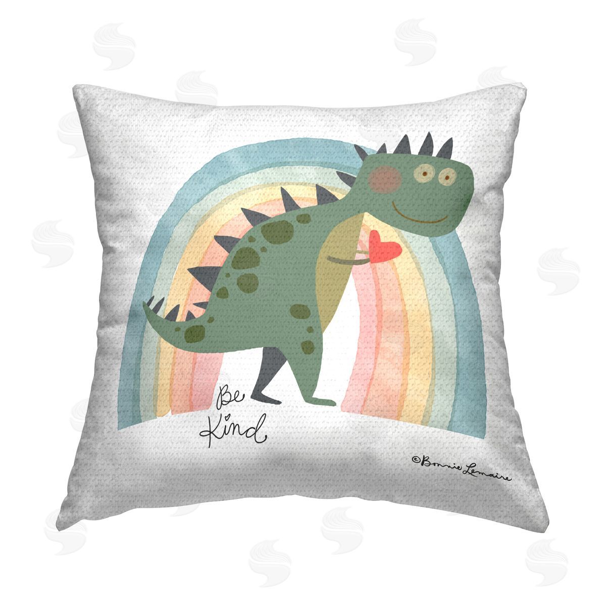 Bonnie Lemaire Be Kind Dinosaur Outdoor Quick-Dry Polyester Printed Throw Pillow