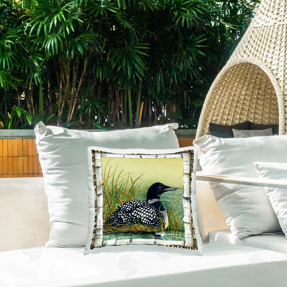 Jacki Frerichs Rustic Duck in Pond Outdoor Quick-Dry Polyester Printed Throw Pillow in Back Yard