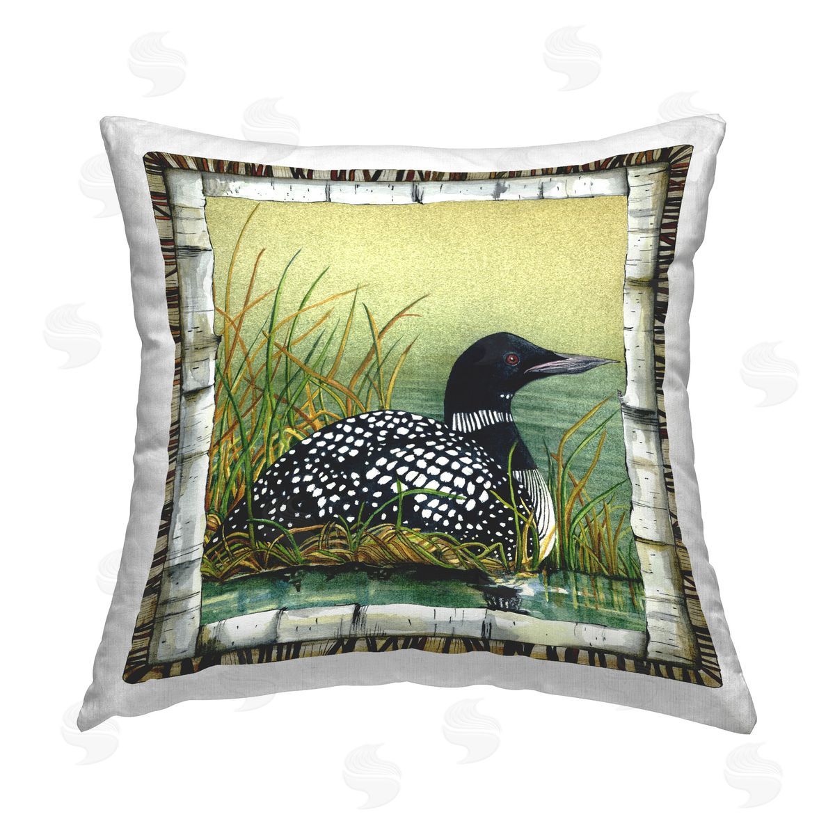 Jacki Frerichs Rustic Duck in Pond Printed Plush Polyester Throw Pillow