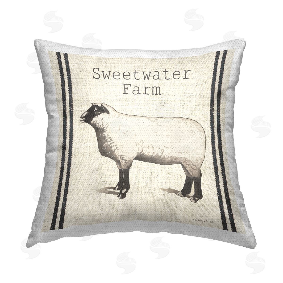 Gwendolyn Babbit Sweetwater Farm Sheep Outdoor Quick-Dry Polyester Printed Throw Pillow