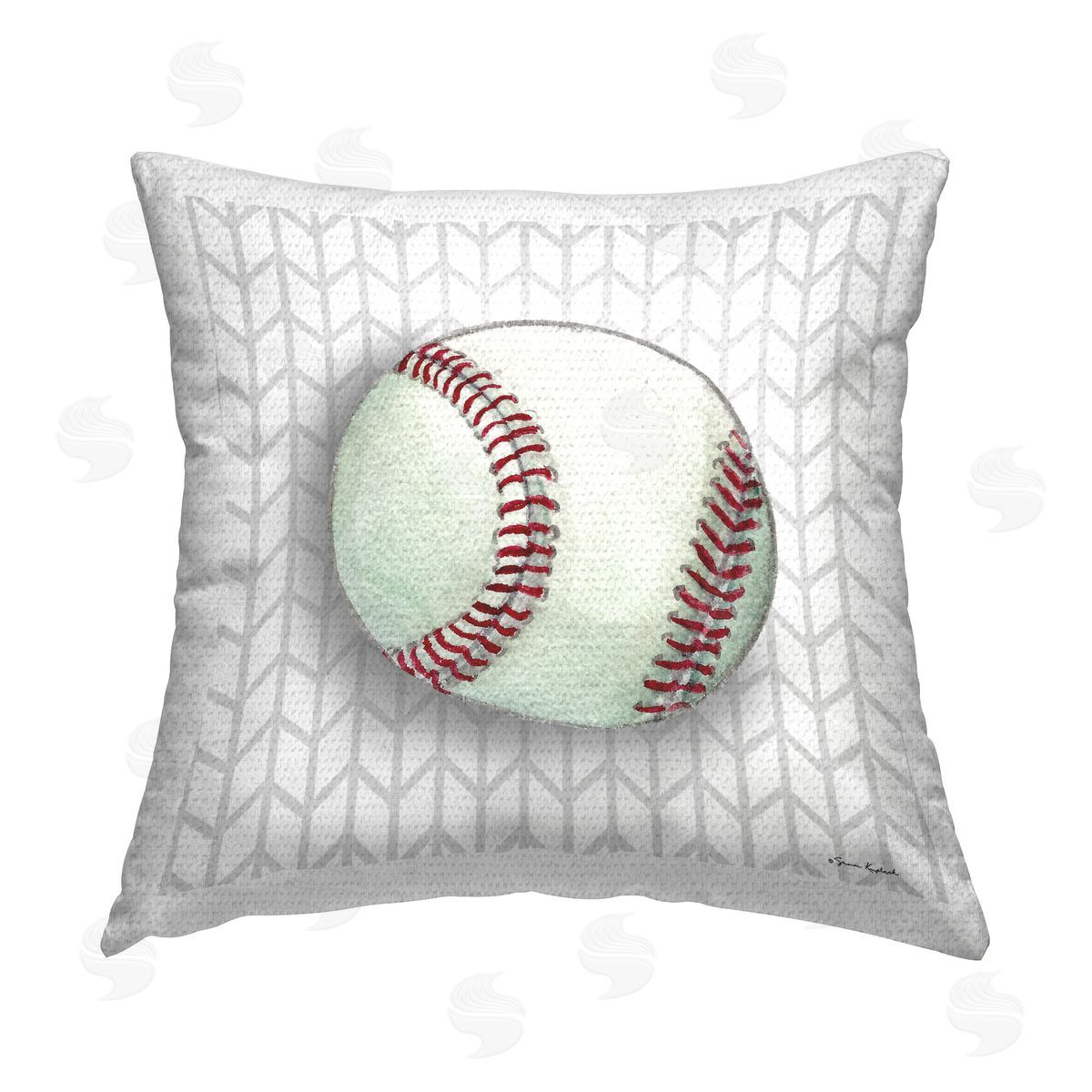 Sharon Kuplack Baseball on Geometric Outdoor Quick-Dry Polyester Printed Throw Pillow