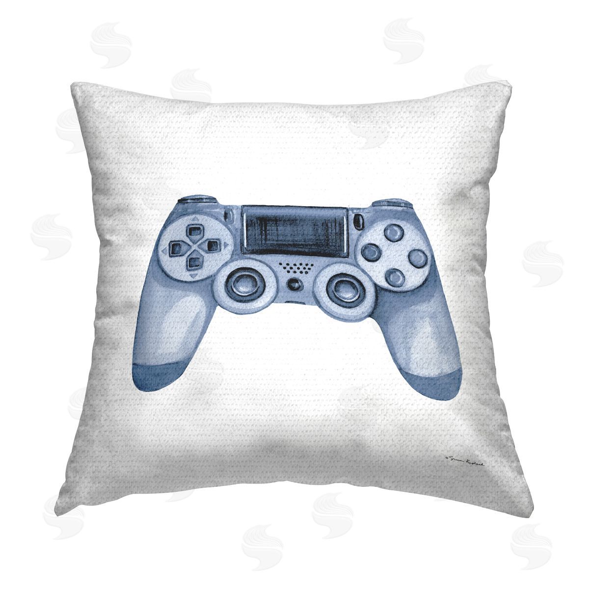 Sharon Kuplack Blue Gaming Controller Outdoor Quick-Dry Polyester Printed Throw Pillow