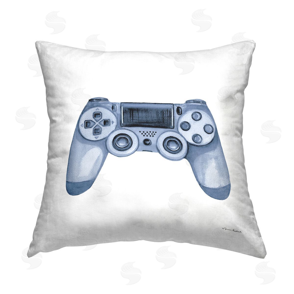 Sharon Kuplack Blue Gaming Controller Printed Plush Polyester Throw Pillow