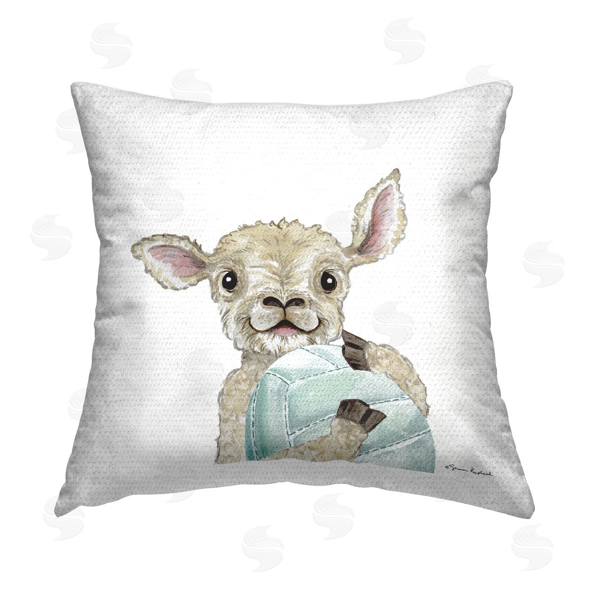 Sharon Kuplack Sheep with Volleyball Outdoor Quick-Dry Polyester Printed Throw Pillow