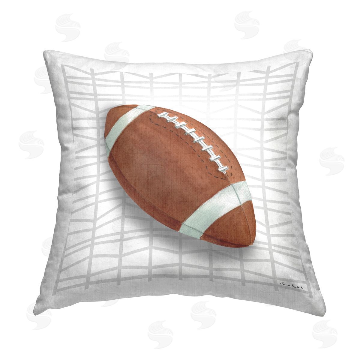 Sharon Kuplack Football on Geometric Printed Plush Polyester Throw Pillow