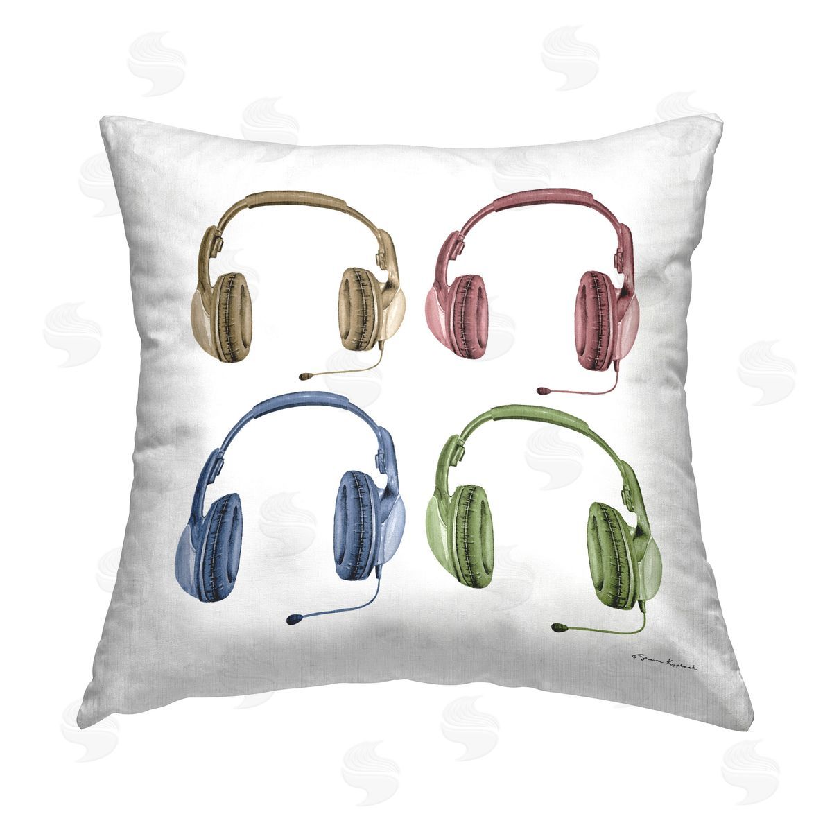 Sharon Kuplack Gaming Headsets Pattern Printed Plush Polyester Throw Pillow