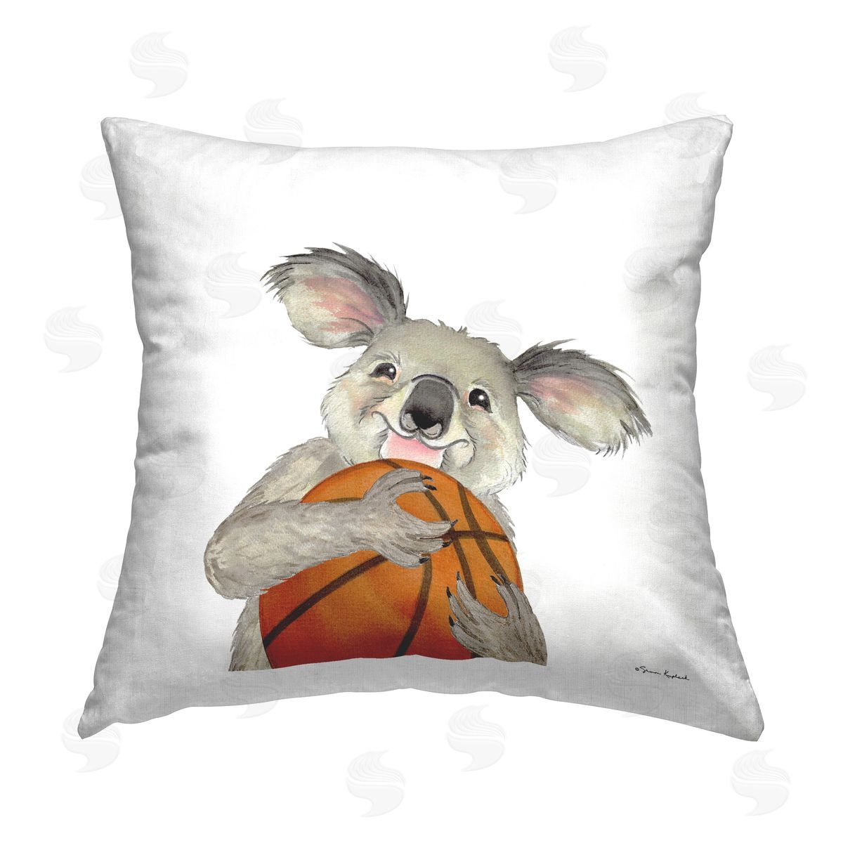 Sharon Kuplack Koala with Basketball Printed Plush Polyester Throw Pillow