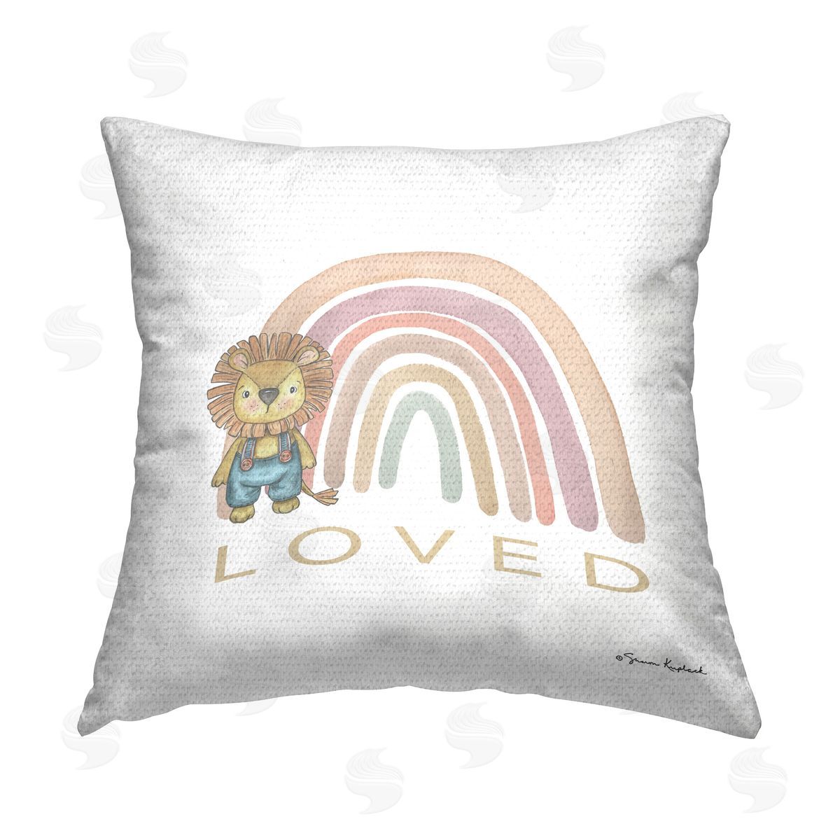 Sharon Kuplack Loved Lion & Rainbow Outdoor Quick-Dry Polyester Printed Throw Pillow