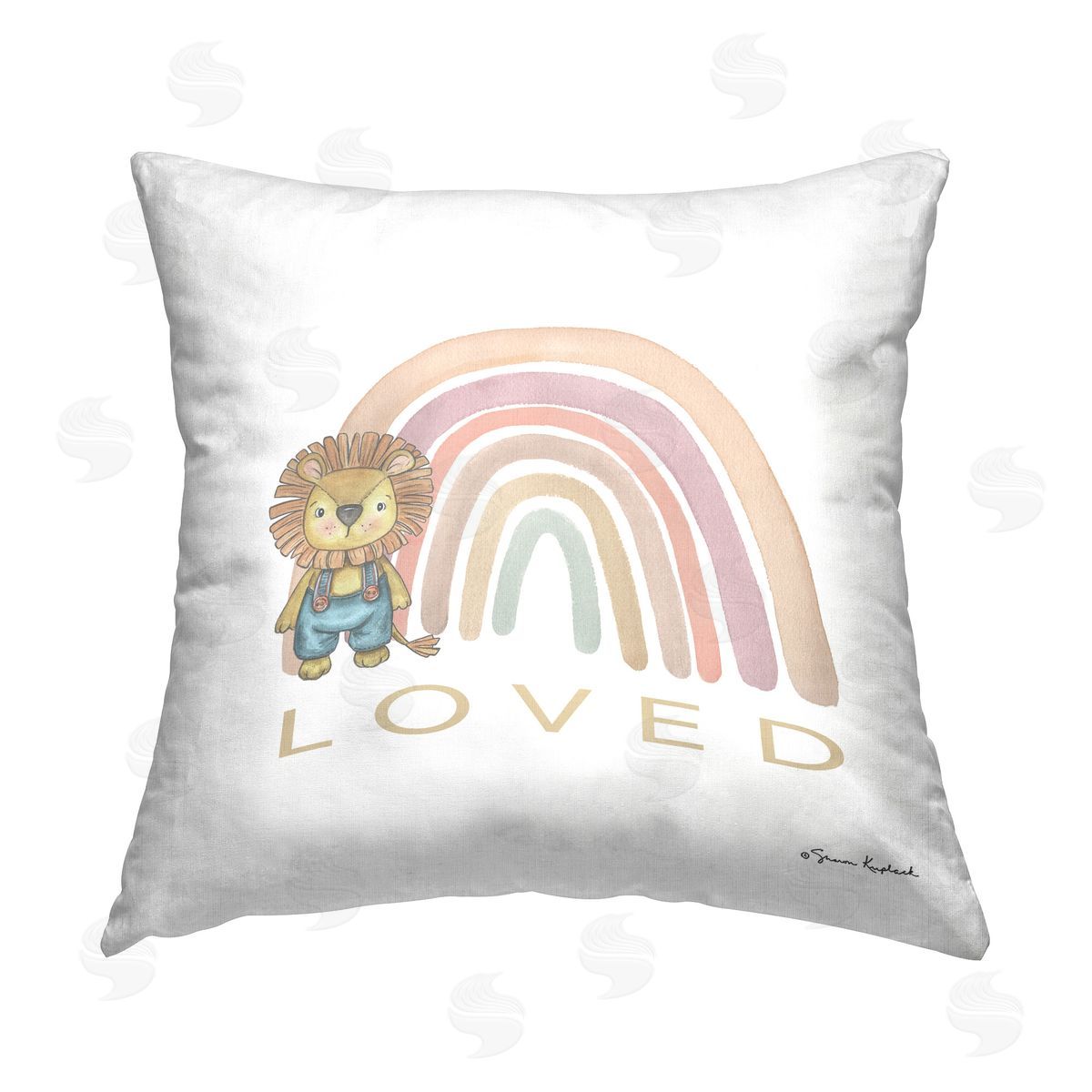 Sharon Kuplack Loved Lion & Rainbow Printed Plush Polyester Throw Pillow
