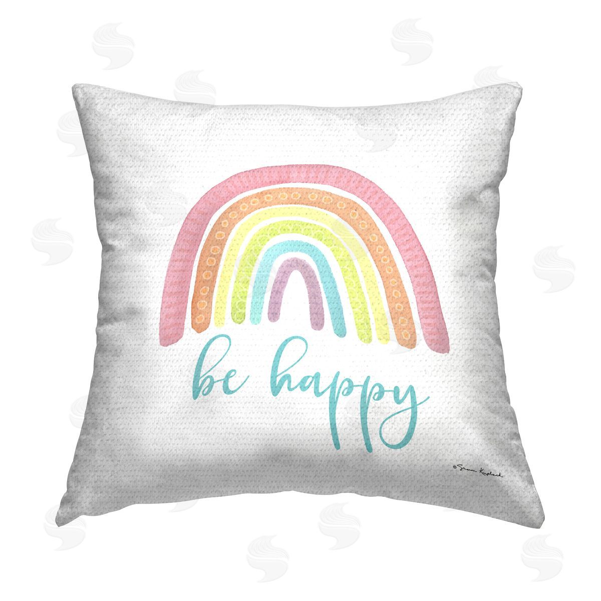 Sharon Kuplack Be Happy with Rainbow Outdoor Quick-Dry Polyester Printed Throw Pillow