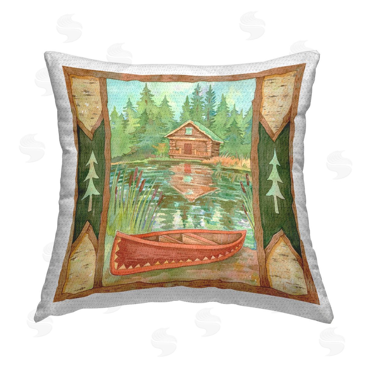 Andrea Tachiera Canoe on Lake View Outdoor Quick-Dry Polyester Printed Throw Pillow