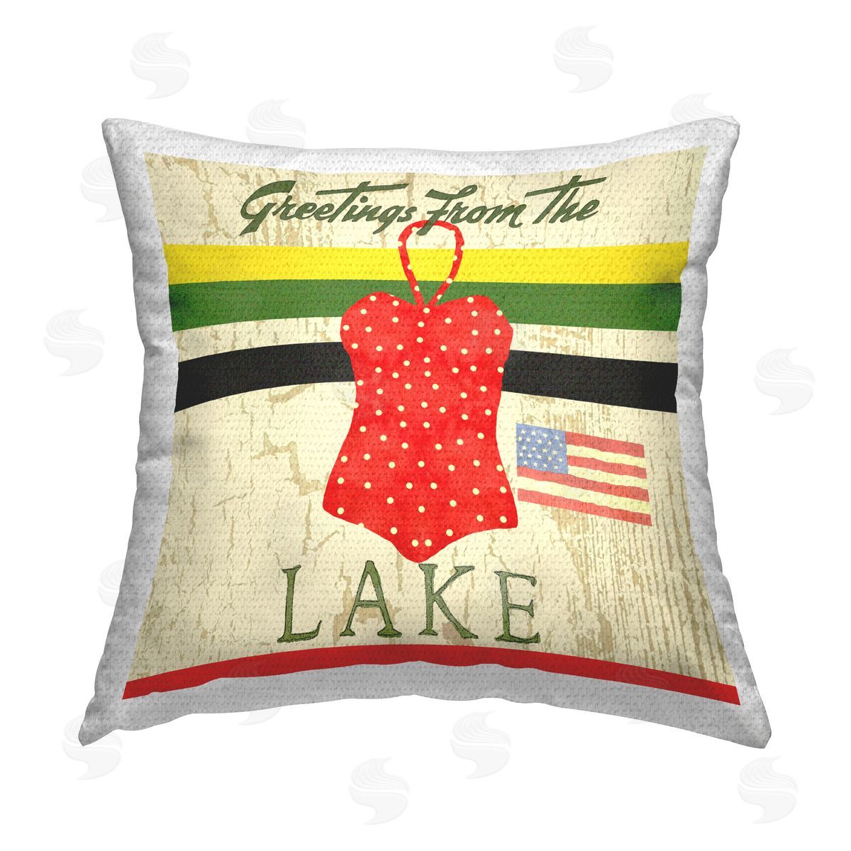 Andrea Tachiera Lake Greetings Swimsuit Outdoor Quick-Dry Polyester Printed Throw Pillow