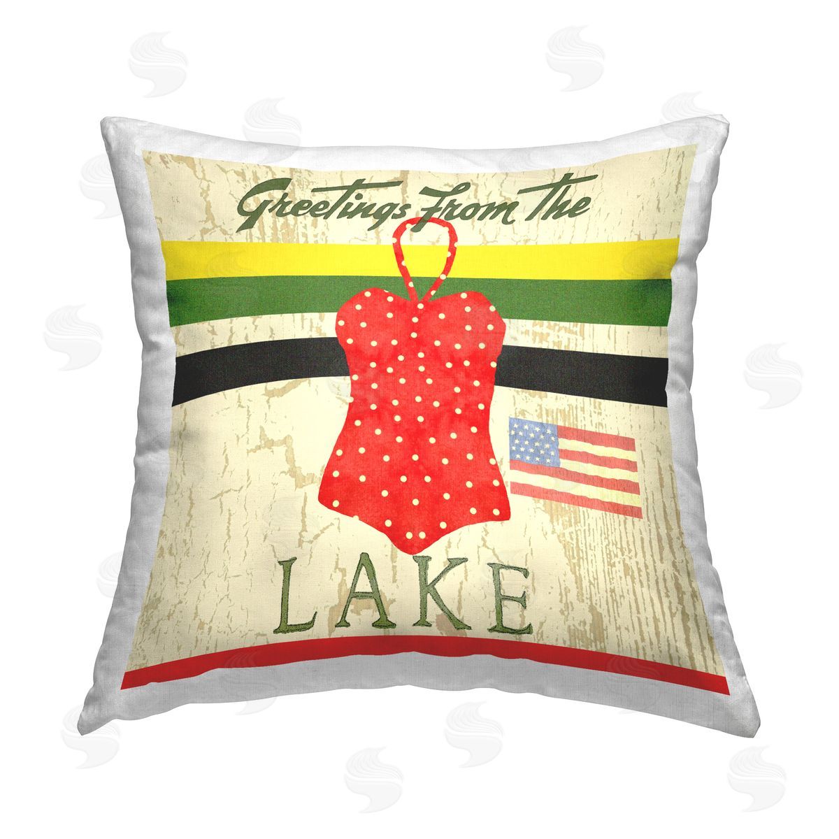 Andrea Tachiera Lake Greetings Swimsuit Printed Plush Polyester Throw Pillow