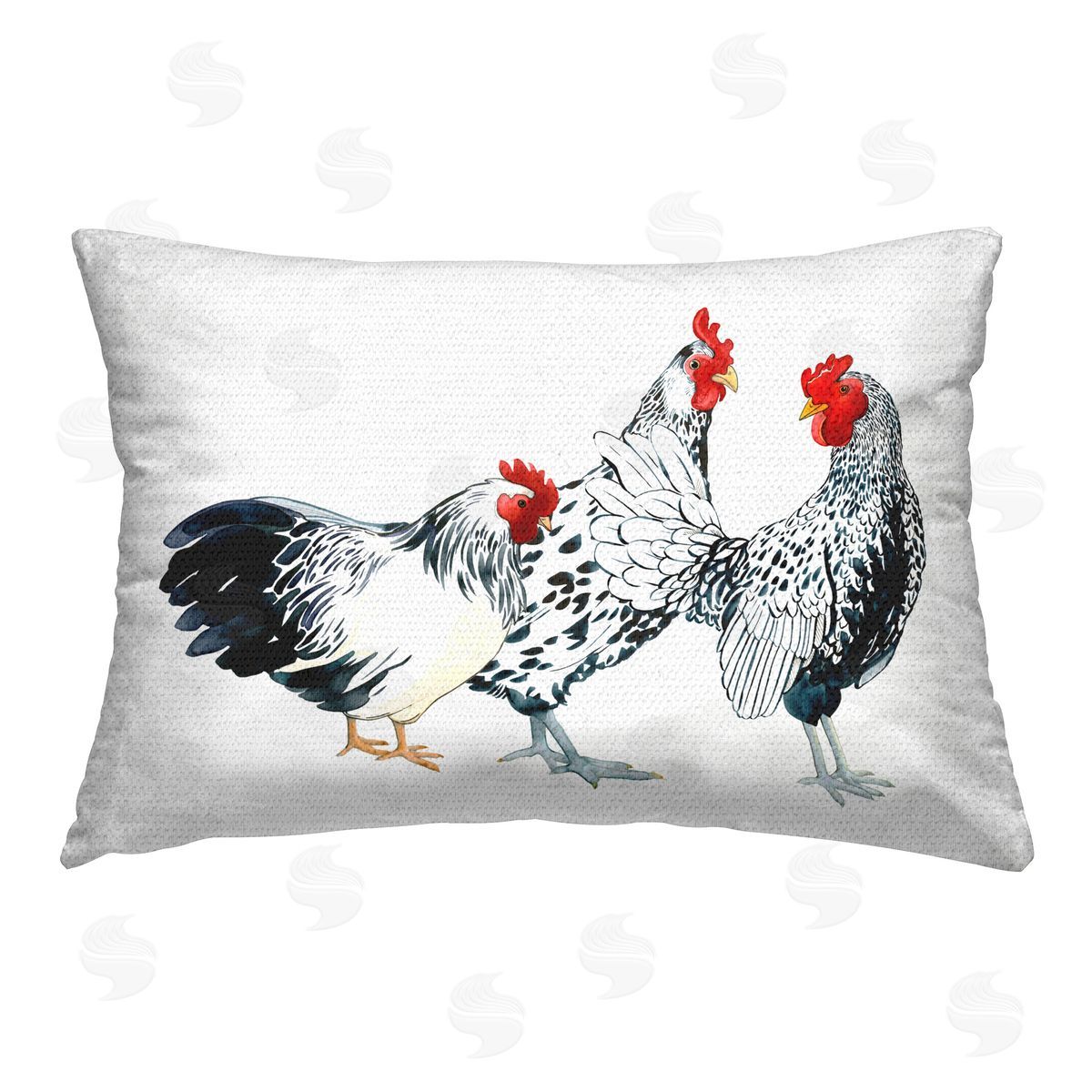 Sherri Buck Baldwin Minimal Farmhouse Hens Outdoor Quick-Dry Polyester Printed Throw Pillow