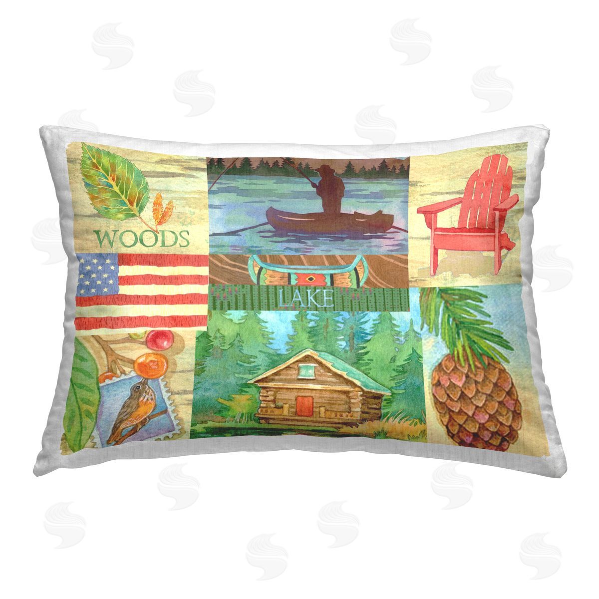 Andrea Tachiera Summer Lake Collage Printed Plush Polyester Throw Pillow