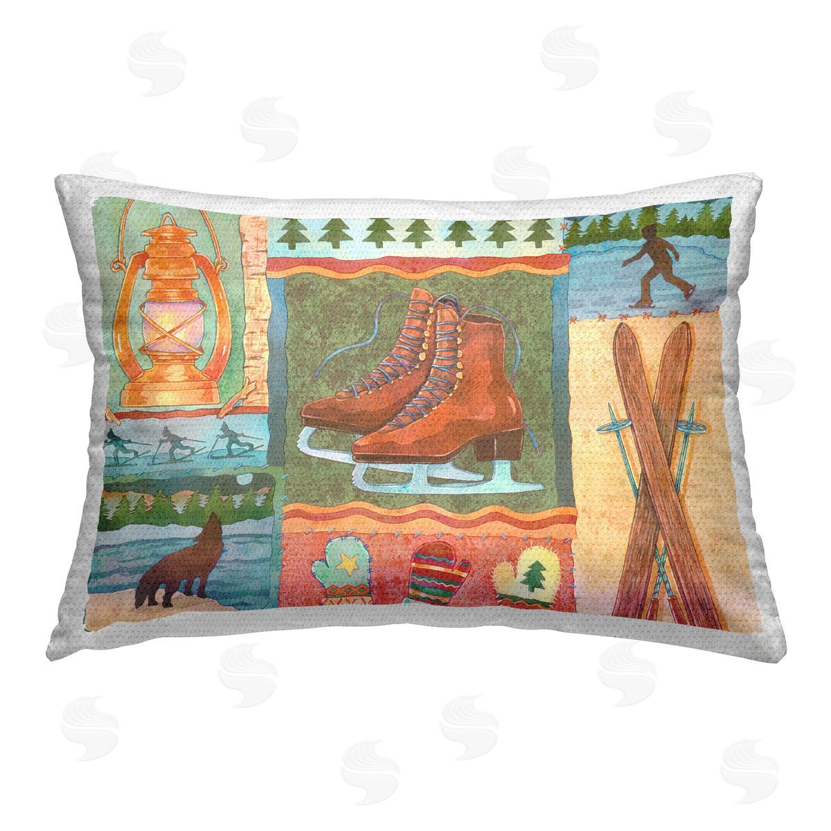 Andrea Tachiera Winter Cabin Collage Outdoor Quick-Dry Polyester Printed Throw Pillow