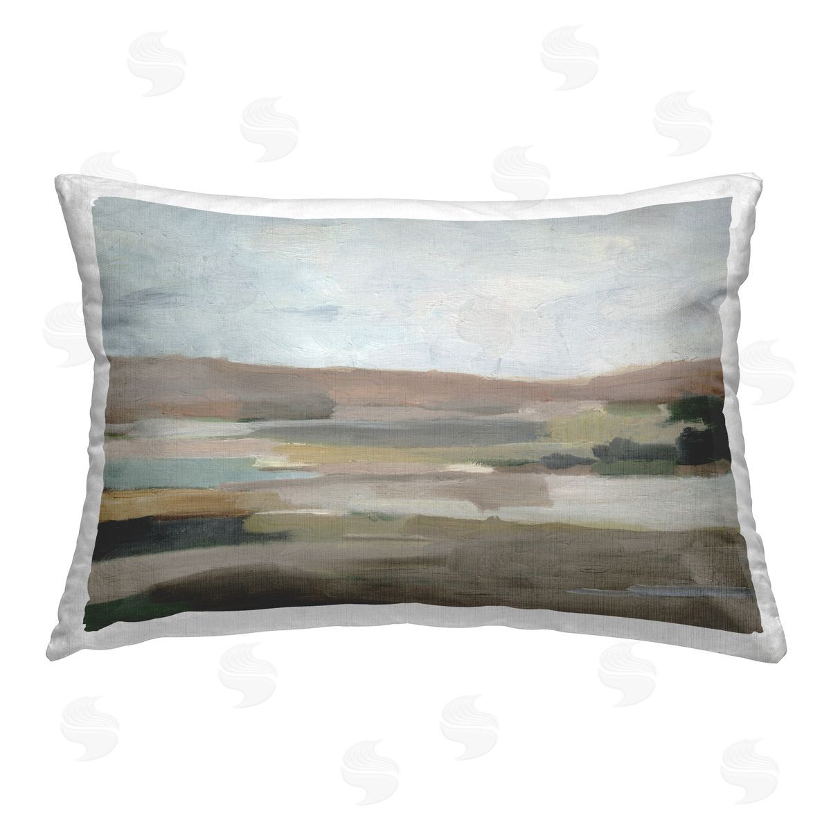 Ethan Harper Neutral Desert Hills Printed Plush Polyester Throw Pillow