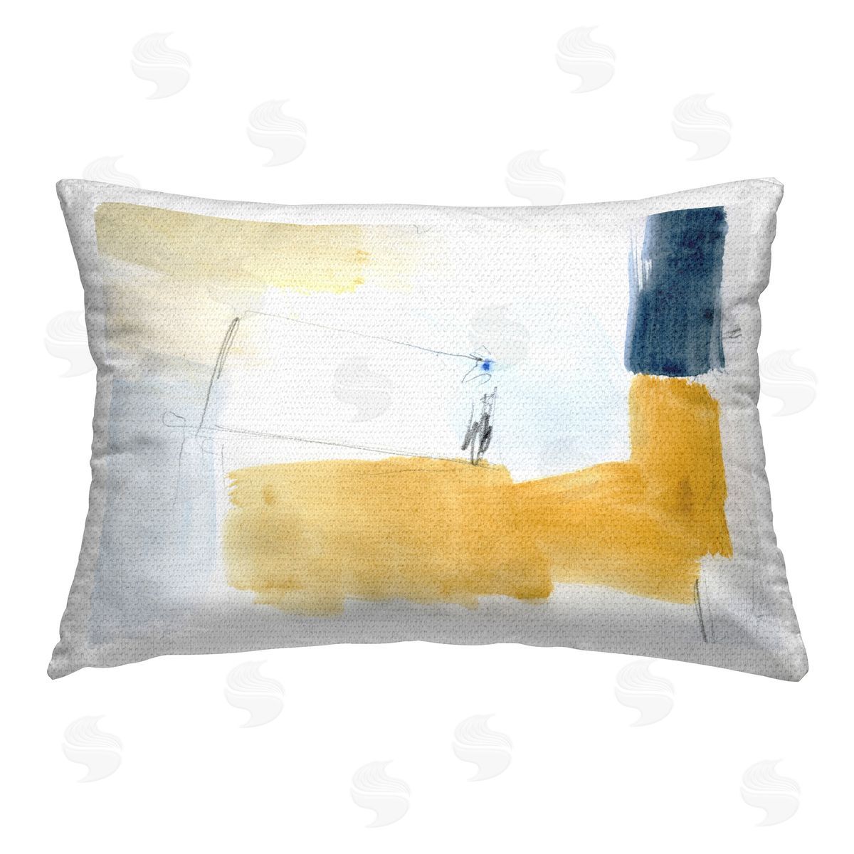 Victoria Barnes Yellow & Blue Abstract Outdoor Quick-Dry Polyester Printed Throw Pillow
