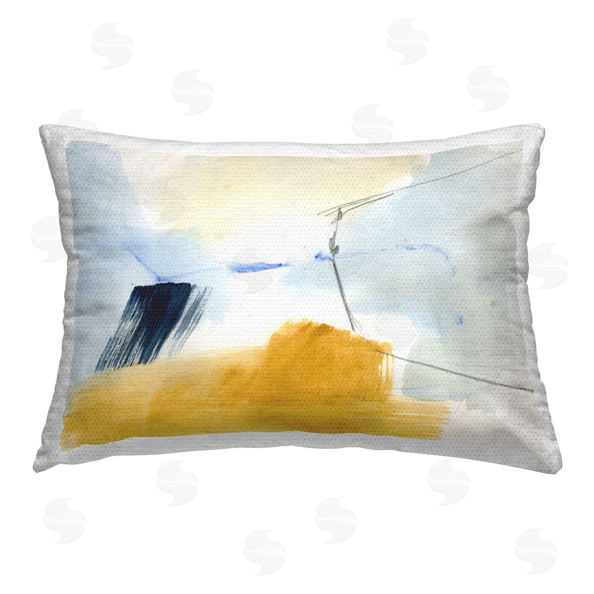 Victoria Barnes Abstract Paint Yellow Accent Outdoor Quick-Dry Polyester Printed Throw Pillow